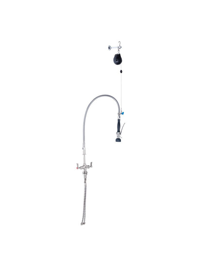 3monkeez T-3M53500 Stainless Steel Line Retractor Dual Hob Mounted Pre Rinse Unit