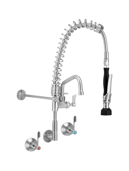3monkeez T-3M53816-C Compact Stainless Steel Wall Stops And Elbow Pre Rinse Unit With 6