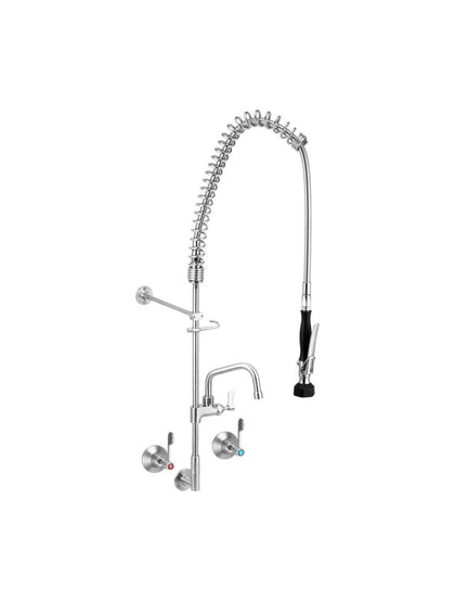 3monkeez T-3M53816 Stainless Steel Wall Stops And Elbow Pre Rinse Unit With Pot Filler - 6”