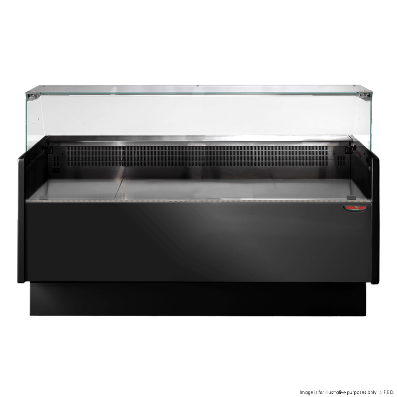 Tecnodom Serie MR80 Black 1520mm Wide Deli Display with Storage and Castors - TDMR-0815B