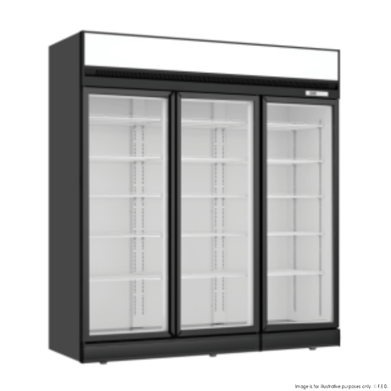 Thermaster Black Upright Three Glass Door Freezer - LG-1563DF - Catering Sale