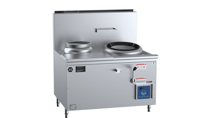 B+S Verro Waterless Hi Pac Wok Tables Single Hole with Left Rear Pot Cabinet Mounted VCCF-HP1+1L