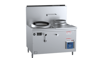 B+S Verro Waterless Hi Pac Wok Tables Single Hole with Right Rear Pot Cabinet Mounted VCCF-HP1+1R