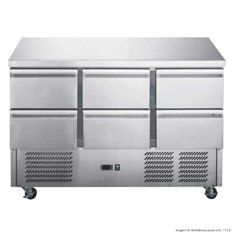 FED-X Six Drawer Salad Prep Fridge XGNS1300D-6D