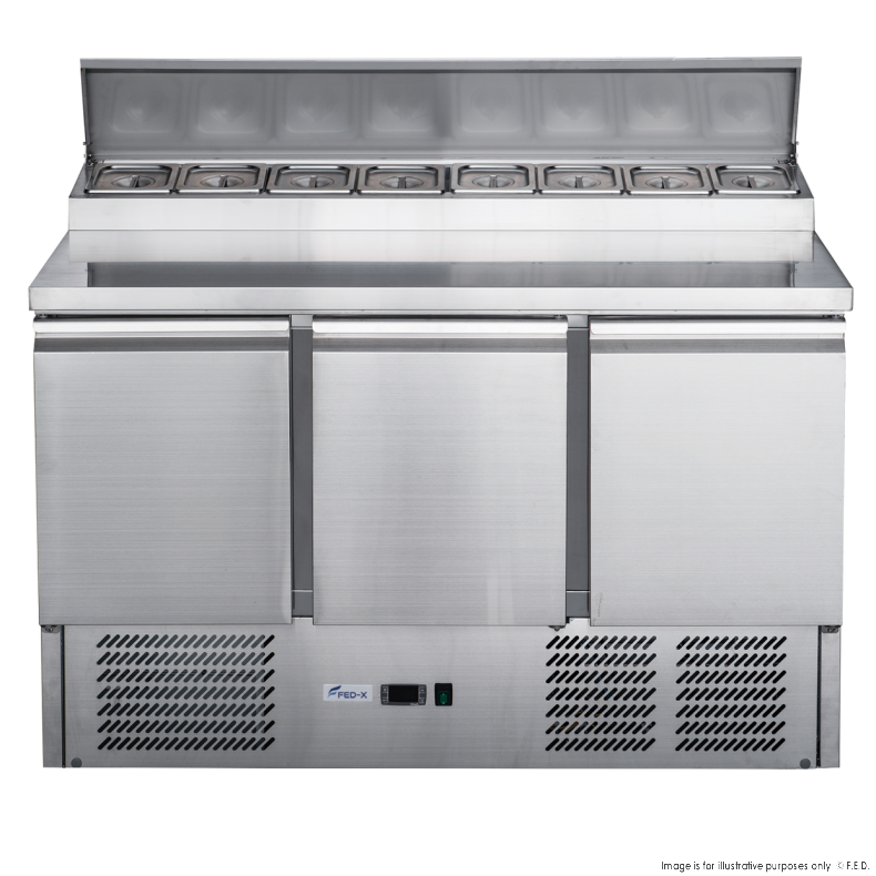 Thermaster GNS1300D Three Door Compact Salad Prep Top 7 × 1/3 GN Pans, 1370W