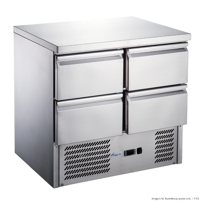 FED-X Four Drawer Compact Workbench Fridge - XGNS900-4D - Catering Sale