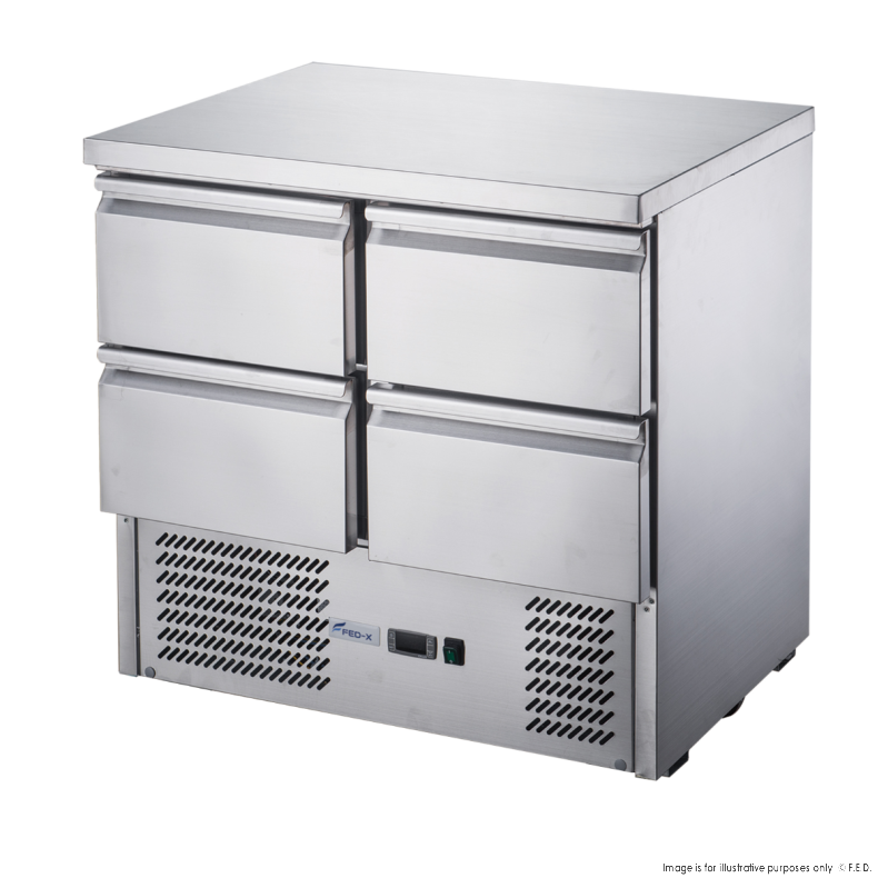 FED-X Four Drawer Compact Workbench Fridge - XGNS900-4D - Catering Sale