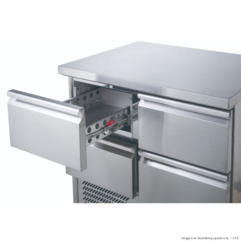 FED-X Four Drawer Compact Workbench Fridge - XGNS900-4D - Catering Sale