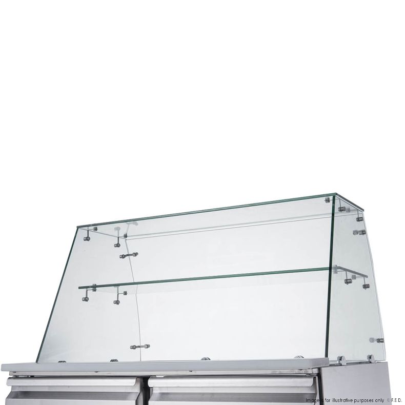 FED-X Two Door Salad Prep Fridge with Square Glass Top - XS900GC