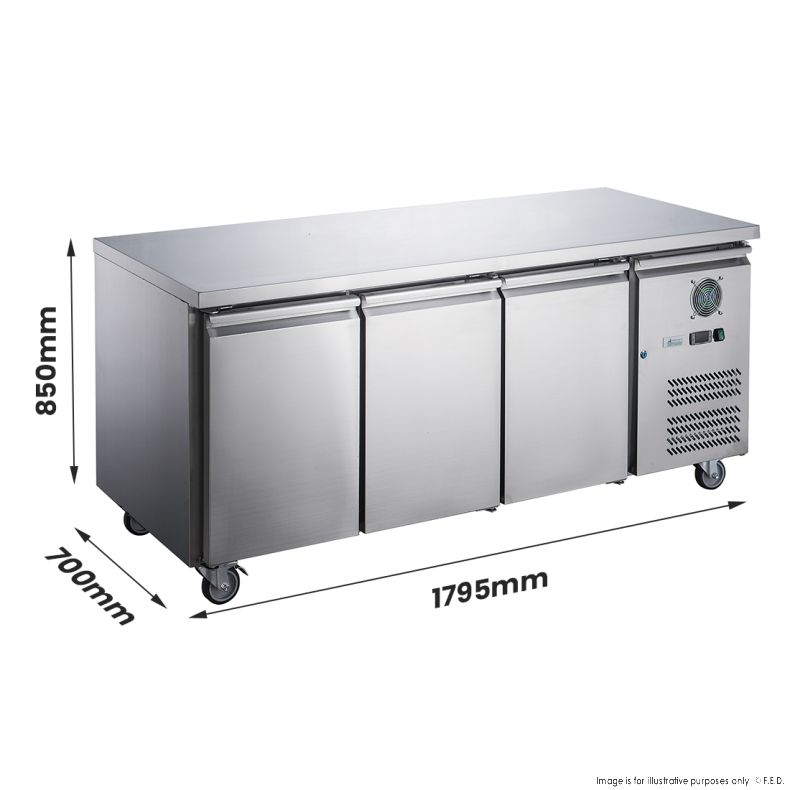 FED-X S/S Three Door Bench Fridge - XUB7C18S3V | Catering Sale