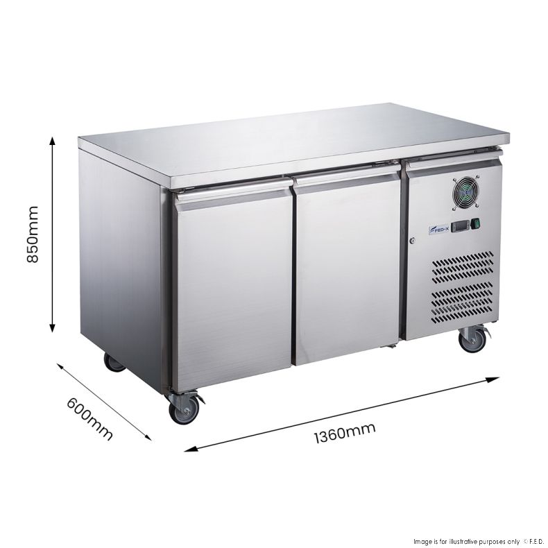 FED-X S/S Two Door Bench Fridge - XUB6C13S2V - Catering Sale