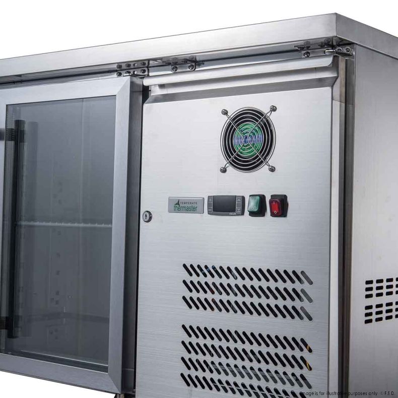 FED-X XUB7C13G2V Two Glass Door Bench Fridge 282L W1360mm