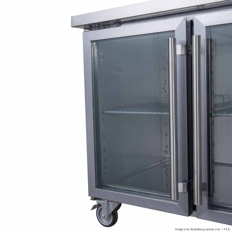 FED-X XUB7C13G2V Two Glass Door Bench Fridge 282L W1360mm