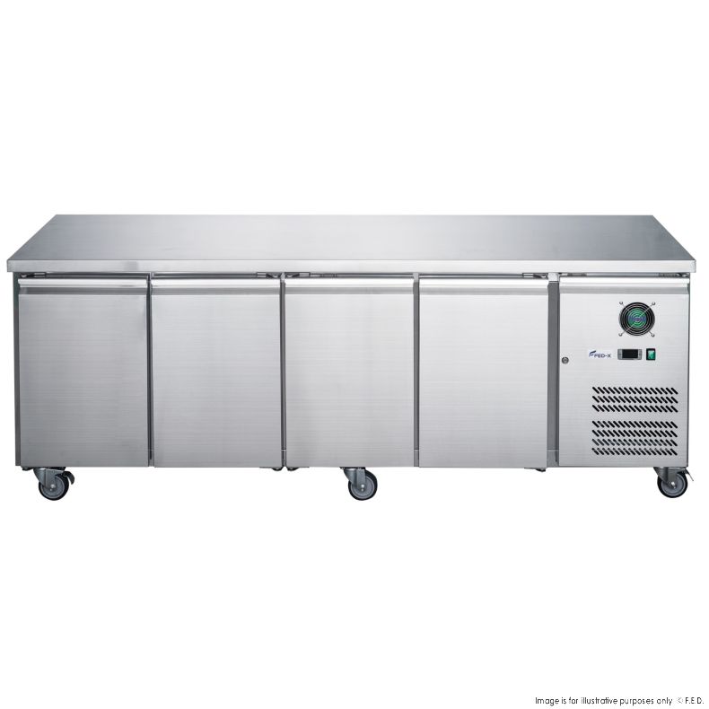 FED-X S/S Four Door Bench Fridge - XUB7C22S4V - Catering Sale