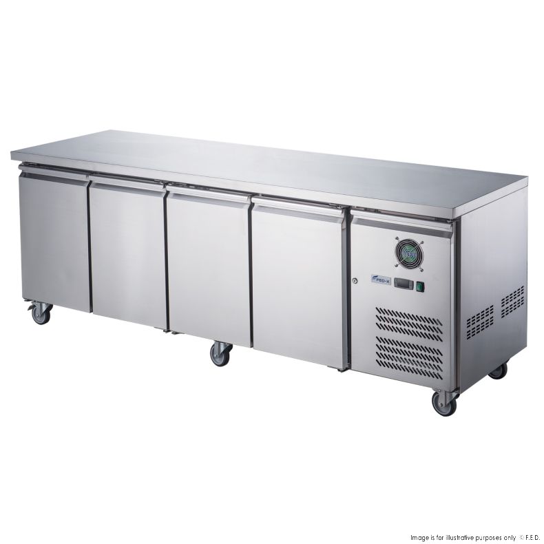 FED-X S/S Four Door Bench Fridge - XUB7C22S4V - Catering Sale