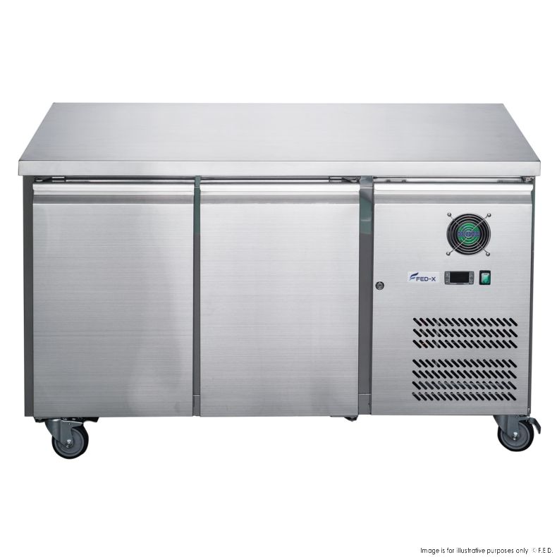 FED-X Stainless Steel Two Door Bench Freezer - XUB7F13S2V - Catering Sale