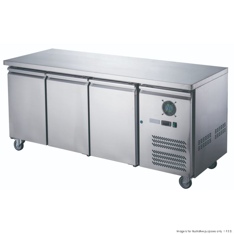 FED-X Stainless Steel Three Door Bench Freezer - XUB7F18S3V - Catering Sale