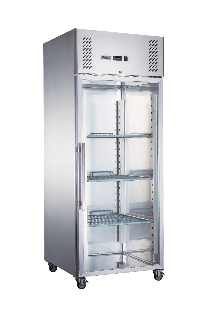 FED-X XURC600G1V S/S Full Glass Door Upright Fridge 600L W680mm