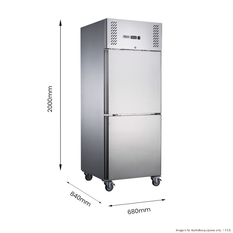 FED-X S/S Two half Door Upright Freezer - XURF600S1V - Catering Sale