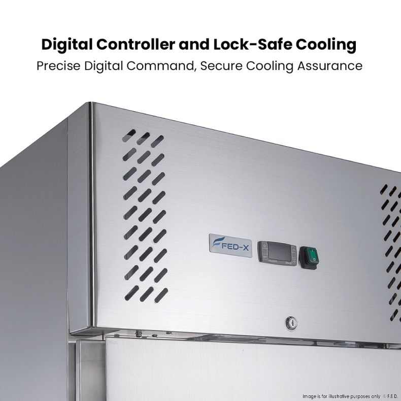 FED-X S/S Two half Door Upright Freezer - XURF600S1V - Catering Sale