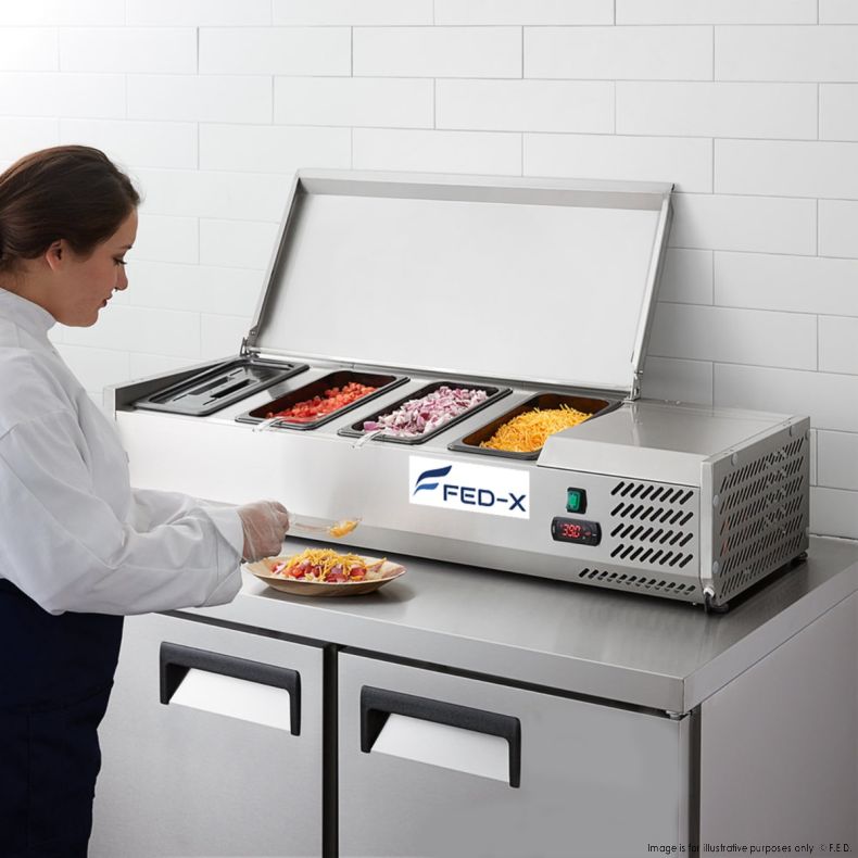 FED-X Salad Bench with Stainless Steel Lid - XVRX1200/380S - Catering Sale