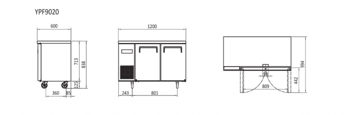 ATOSA YPF9025 UnderBench 2 Door Freezer 220L