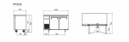 ATOSA YPF9025 UnderBench 2 Door Freezer 220L