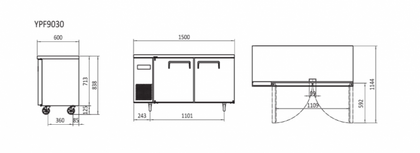 ATOSA YPF9035 UnderBench 2 Door Freezer 300L