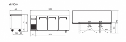 ATOSA YPF9045 UnderBench 3 Door Freezer 390L