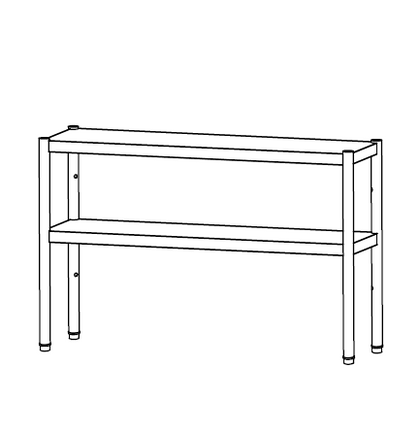 Kitchen Knock AFOD-2135_Screwing_down STAINLESS STEEL 2 - TIER OVER SHELF SERIES 2. Screwing down into benches with a long piece / W2100-D350-H750 mm