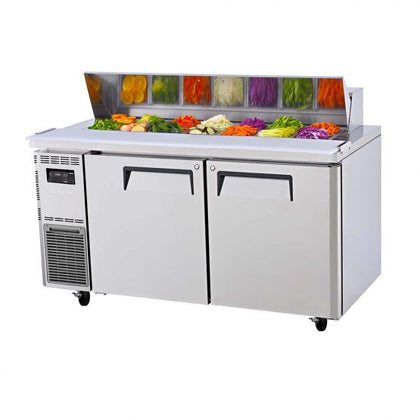 Turbo Air KHR15-2-N(HC) 1500mm Two Door Salad Prep Bench Fridge Hood Lid 420L