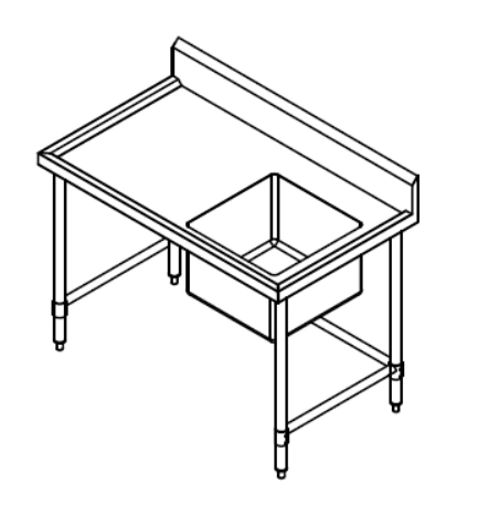 Kitchen Knock ASS-1860R SINGLE SINK WORKBENCH SERIES with 150MM SPLASH BACK / W1800-D600-H900 mm