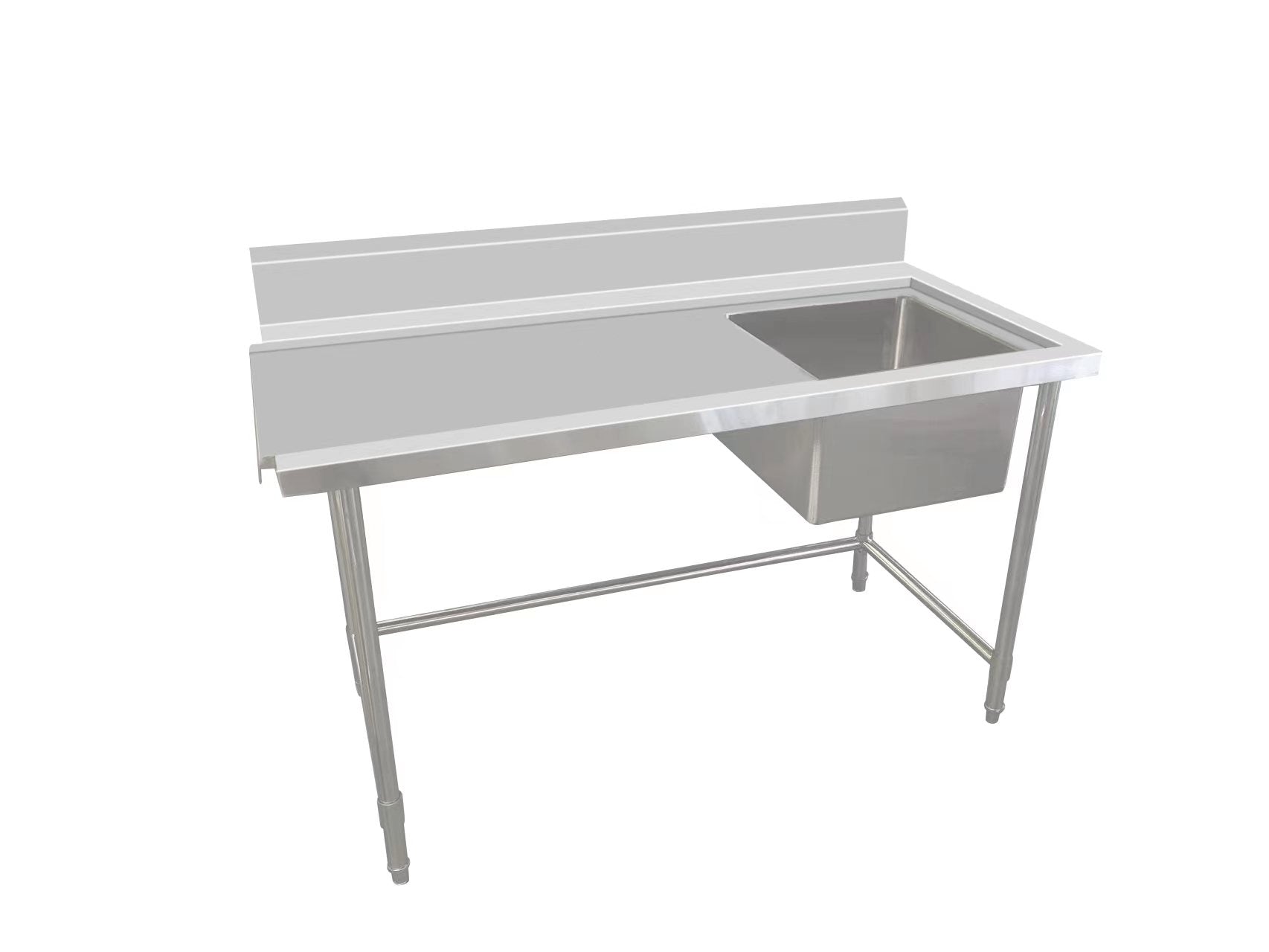 Kitchen Knock ASSD-1270LR INLET SINGLE SINK BENCH with 150MM SPLASH BACK / W1200-D700-H900 mm