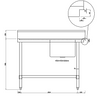 Kitchen Knock ASSD-1270R INLET SINGLE SINK BENCH with 150MM SPLASH BACK / W1200-D700-H900 mm