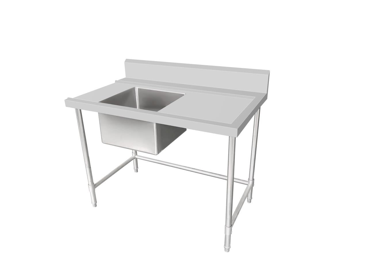 Kitchen Knock ASSD-1570RL INLET SINGLE SINK BENCH with 150MM SPLASH BACK / W1500-D700-H900 mm