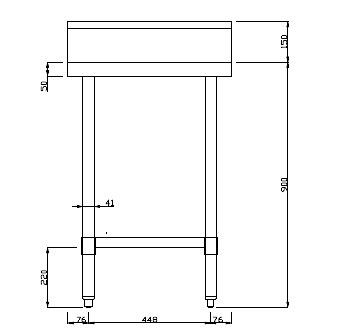 Kitchen Knock AWS-0660 S / Steel Splashback Workbench / W600-D600-H900 mm