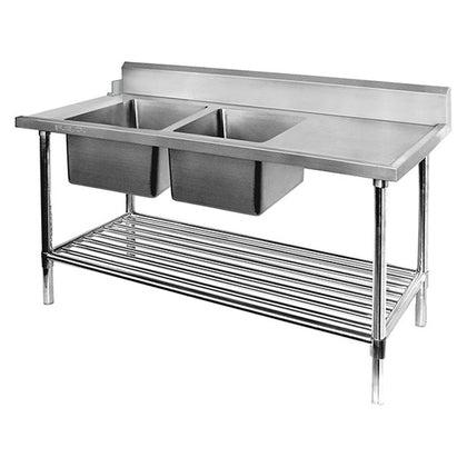 DSBD7-1800L/A Left Inlet Double Sink Dishwasher Bench / 1800x700x900