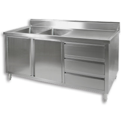 FED DSC-1800L-H KITCHEN TIDY CABINET WITH DOUBLE LEFT SINKS / 1800x700x900