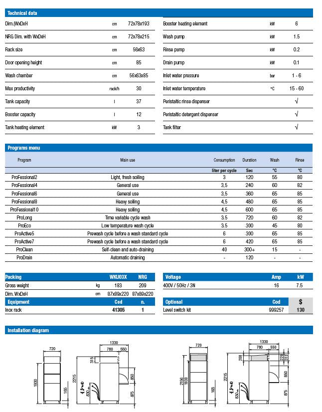 SAFCO EW3103R Eurowash Utensil washer with heat recovery400V 20A (Inc Rinse Pump)(W720 x D780 x H2150/16A/Inc Rinse Pump) 1Y Warranty