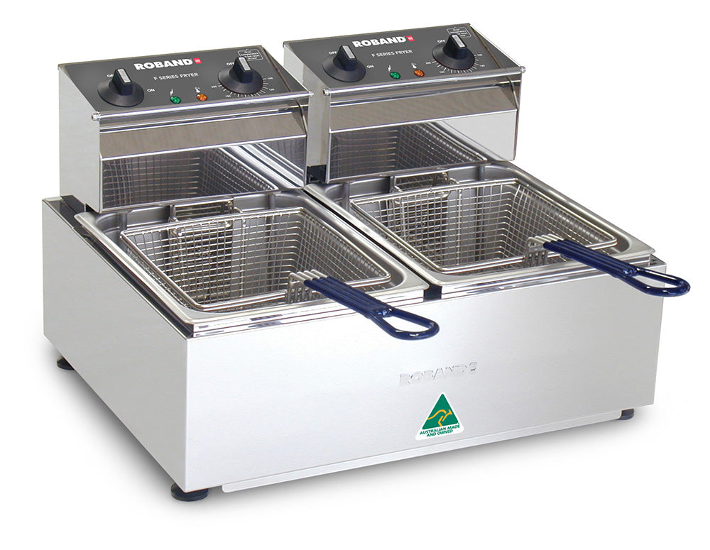 Roband F25 Counter Fryer - 2 x 5lt pans - 10A X 2 / 15Kg / W545-D425-H340 / 1Y Warranty