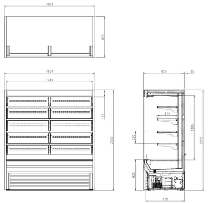 FRESH FRFOD-72VS Open Deck Upright Display Fridge 1831 x 826 x 2035/ 1162L