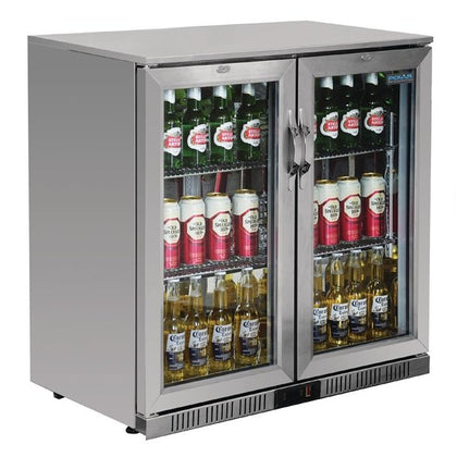 Polar GL008-A Double Door Bar Display Coolers Stainless Steel Double Hinged Doors 208L