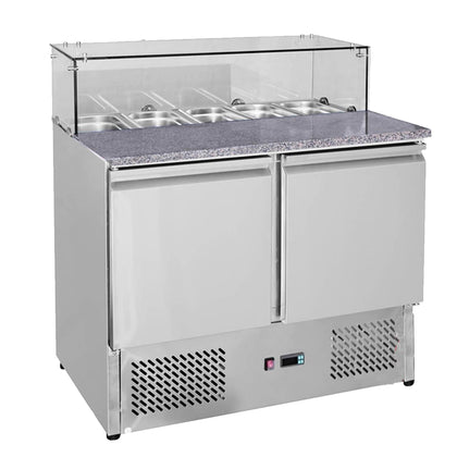 Thermaster GNS900E Two Door Salad Marble Prep Top 4 × 1/3 GN Pans, 903x700x1195