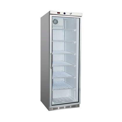 FED HF400G SS Display Freezer with Glass / 60kg / W600 x D600 x H1850 / 2+2Y Warranty
