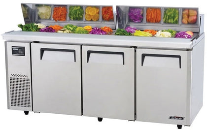 Turbo Air KHR18-3-N(HC) 1800mm Three Door Salad Prep Bench Fridge Hood Lid 516L