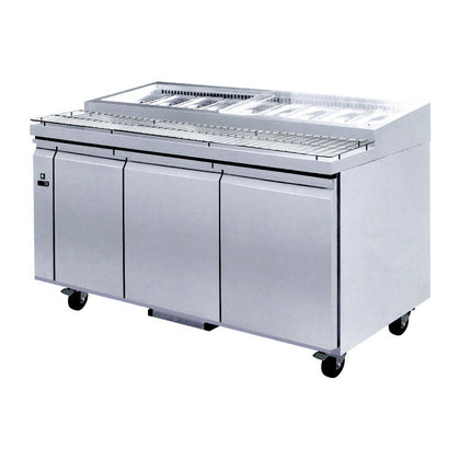Thermaster PWB180 three door DELUXE Pizza Prep Bench 9 × 1/3 GN pans 1800mmW