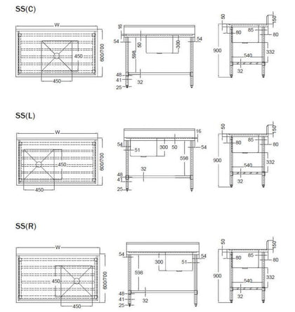 SIMCO SS1712 Single Sink bench with splashback - 1200 x 700 x 900