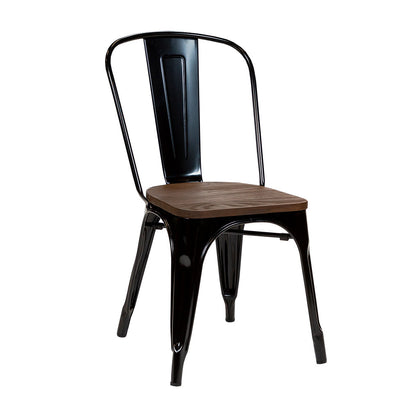 Replica TOLDCTS-B Tolix Chair, Timber Seat Black
