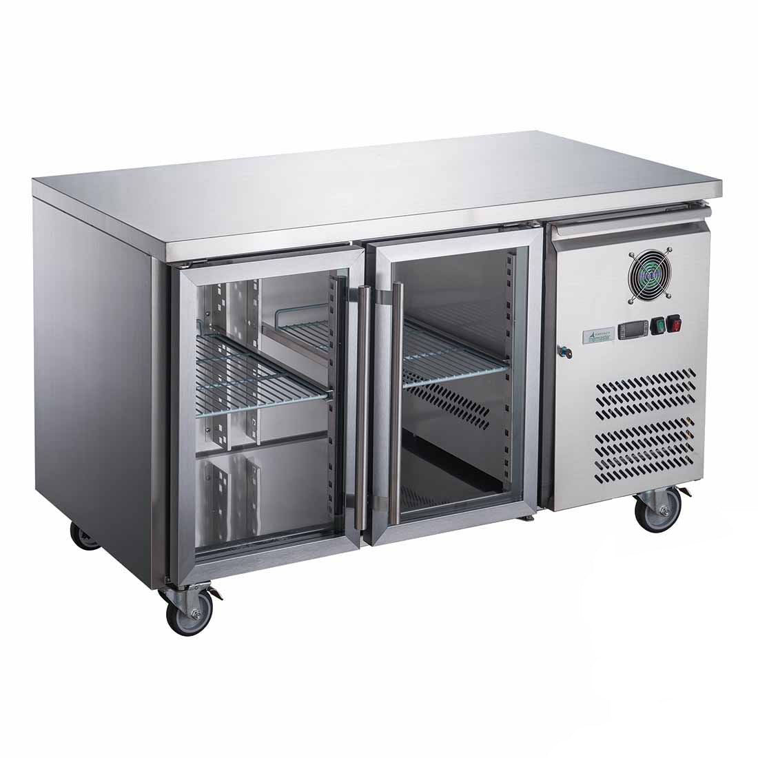 FED-X XUB7C13G2V Two Glass Door Bench Fridge 282L W1360mm