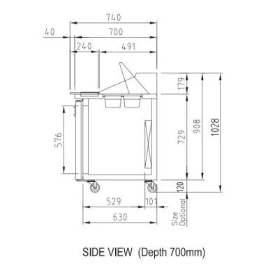 Turbo Air KHR18-3-N(HC) 1800mm Three Door Salad Prep Bench Fridge Hood Lid 516L